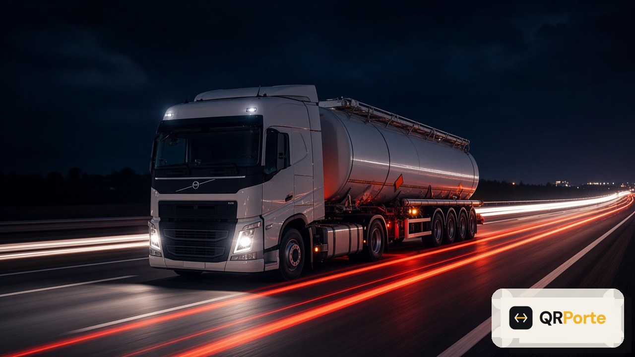Cisterna ADR en carretera de noche