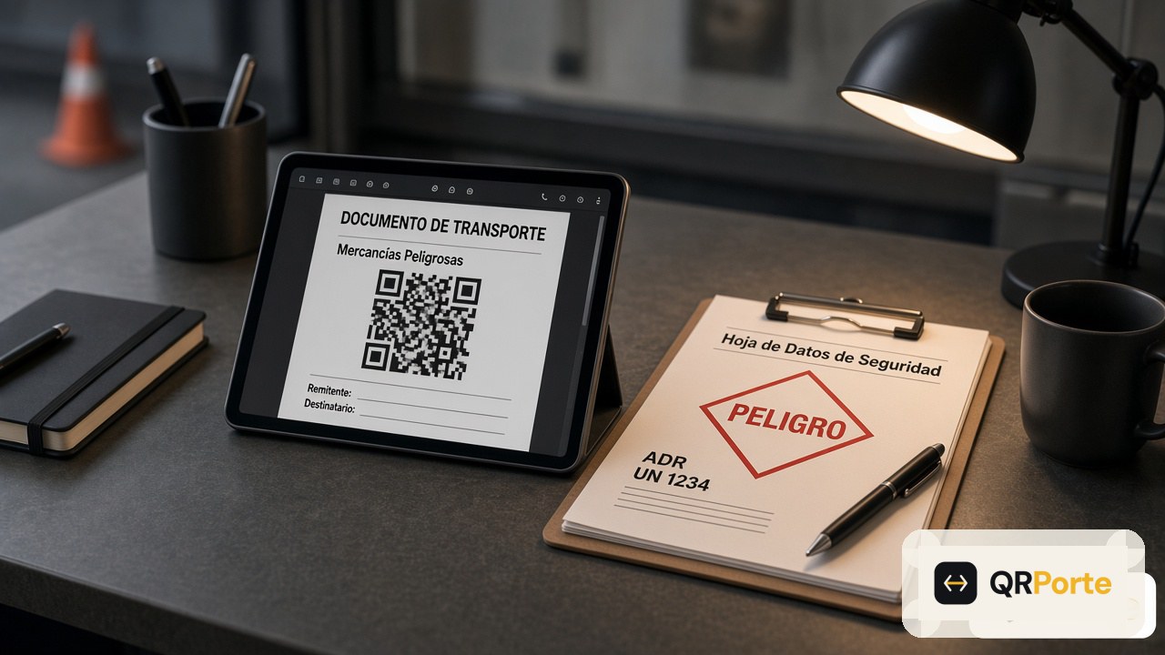 PDF ADR con código QR en una tablet de despacho