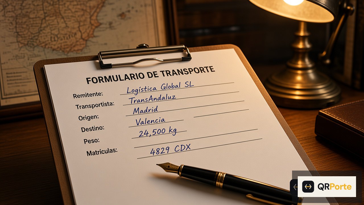 Formulario de datos del documento de control de mercancías