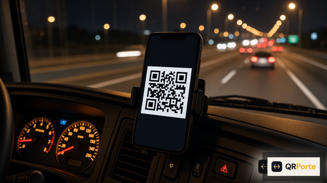 QR del DeCA visible en la cabina del camión
