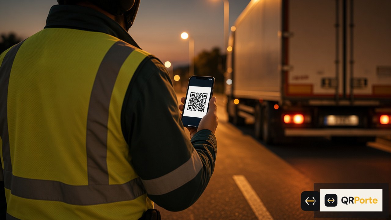 Control en carretera con el QR del DeCA en el móvil